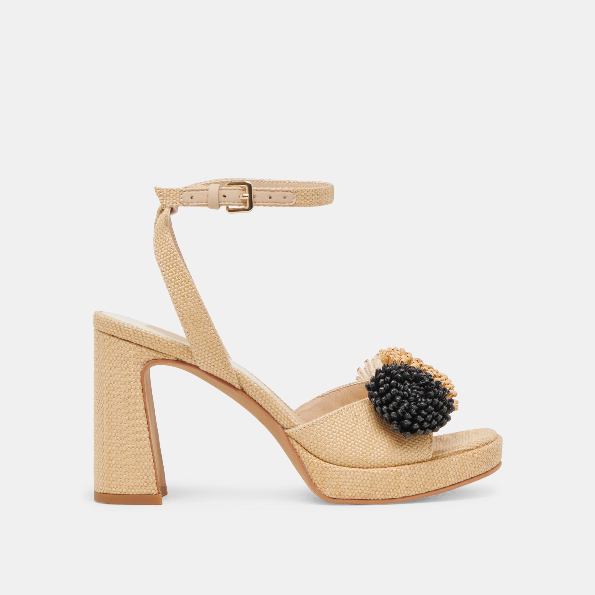 OLIVEA HEELS BLACK NATURAL RAFFIA | Women Dolce Vita