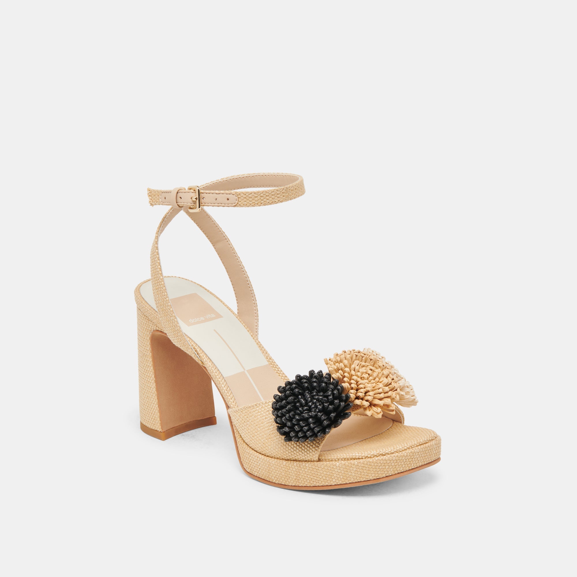 OLIVEA HEELS BLACK NATURAL RAFFIA | Women Dolce Vita