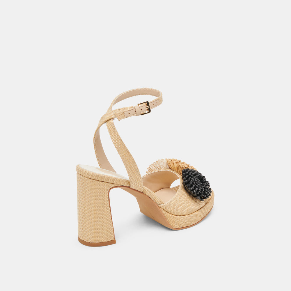 OLIVEA HEELS BLACK NATURAL RAFFIA | Women Dolce Vita