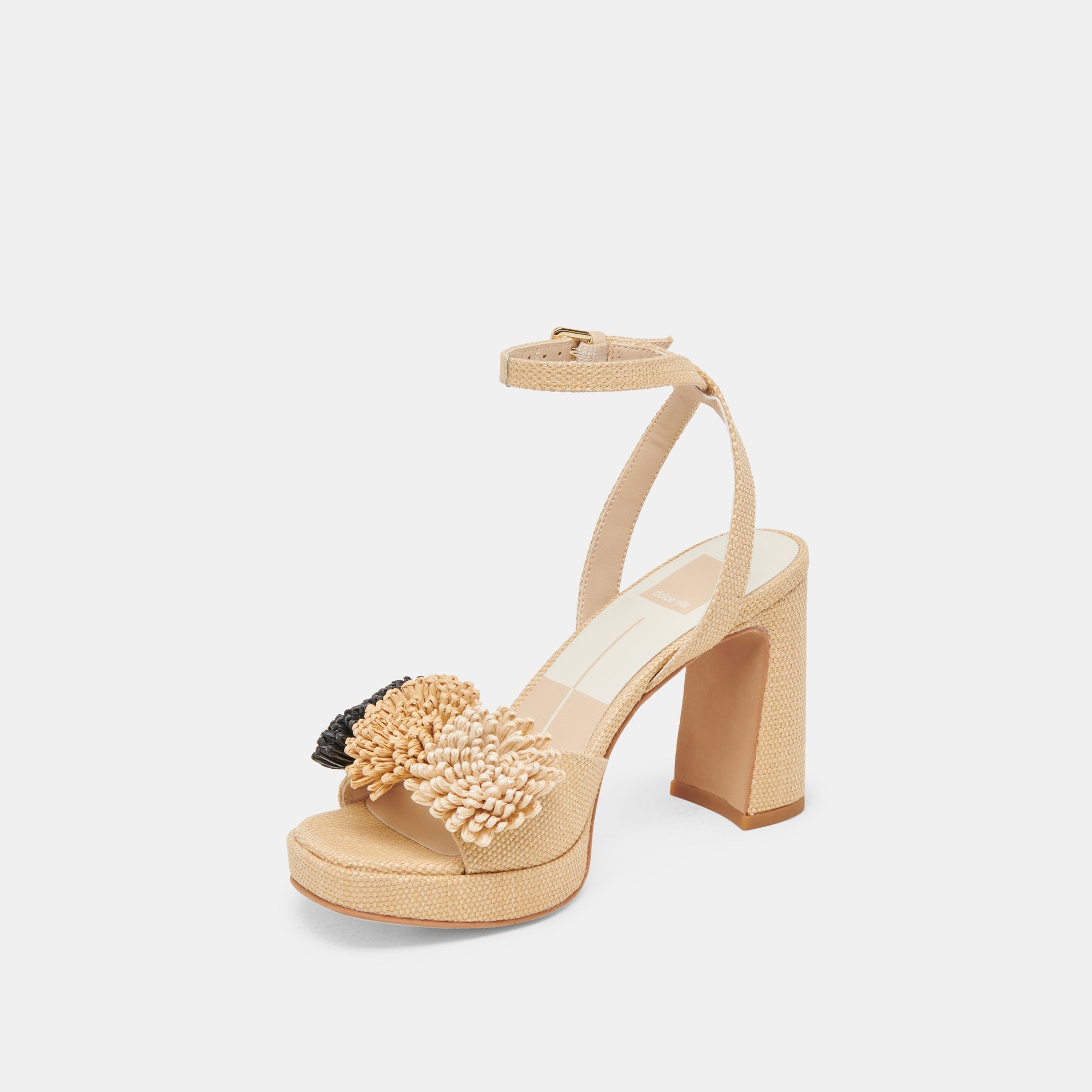 OLIVEA HEELS BLACK NATURAL RAFFIA | Women Dolce Vita