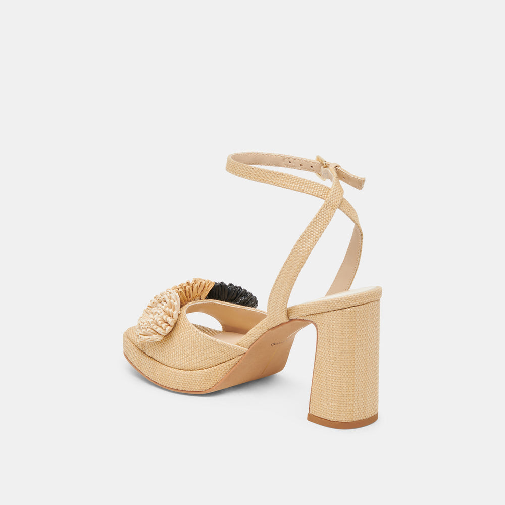 OLIVEA HEELS BLACK NATURAL RAFFIA | Women Dolce Vita