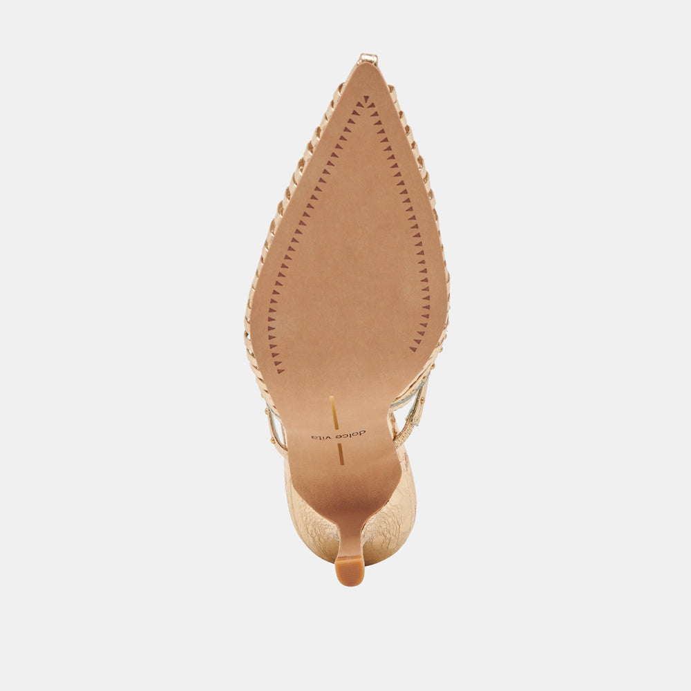 HENSAL HEELS GOLD DISTRESSED LEATHER | Women Dolce Vita