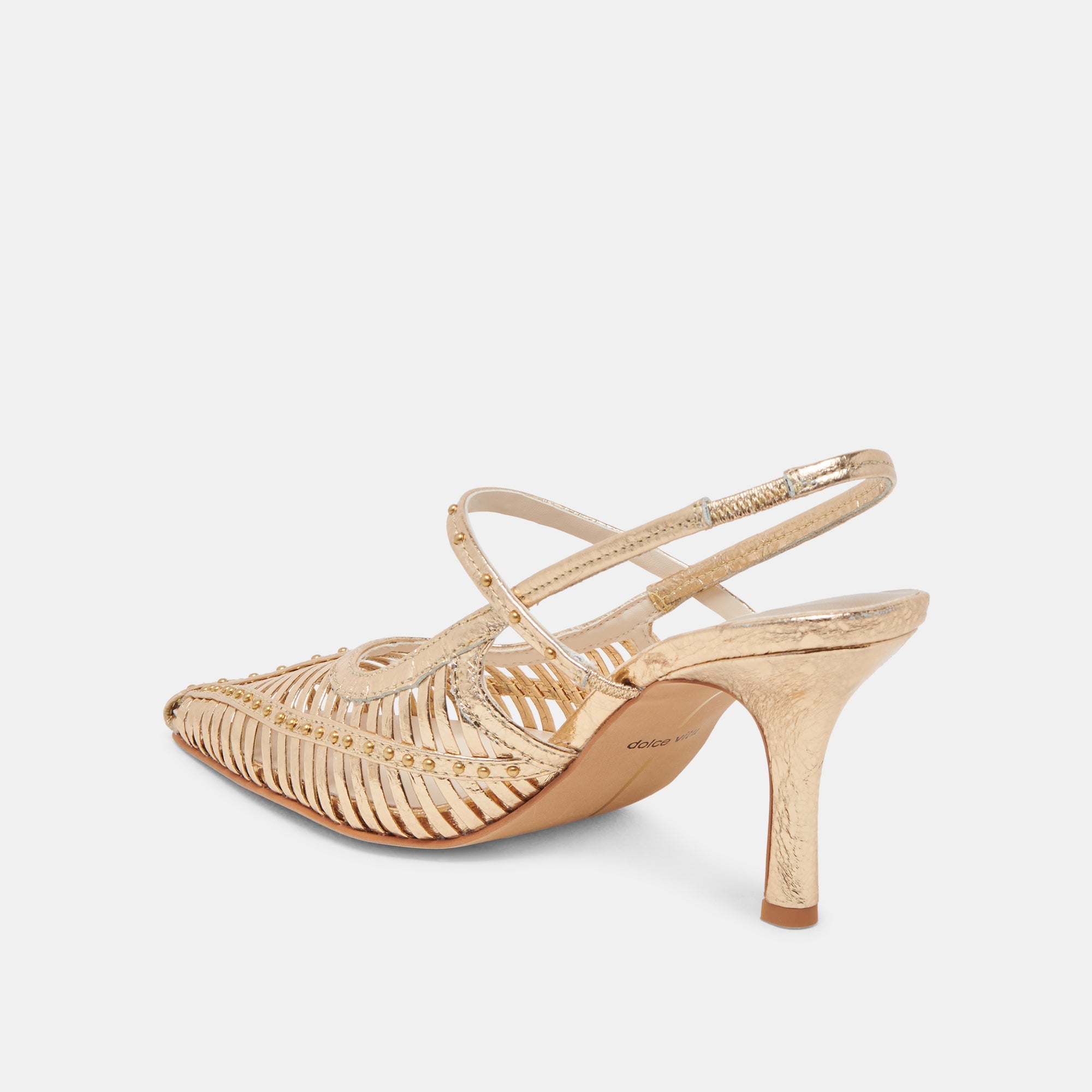 HENSAL HEELS GOLD DISTRESSED LEATHER | Women Dolce Vita