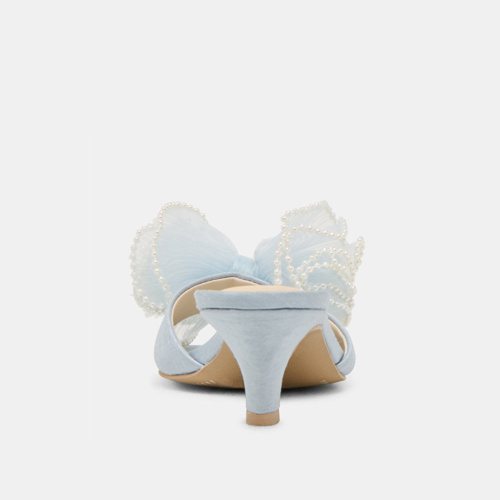 NARITA PEARL HEELS LIGHT BLUE SATIN | Dolce Vita Women
