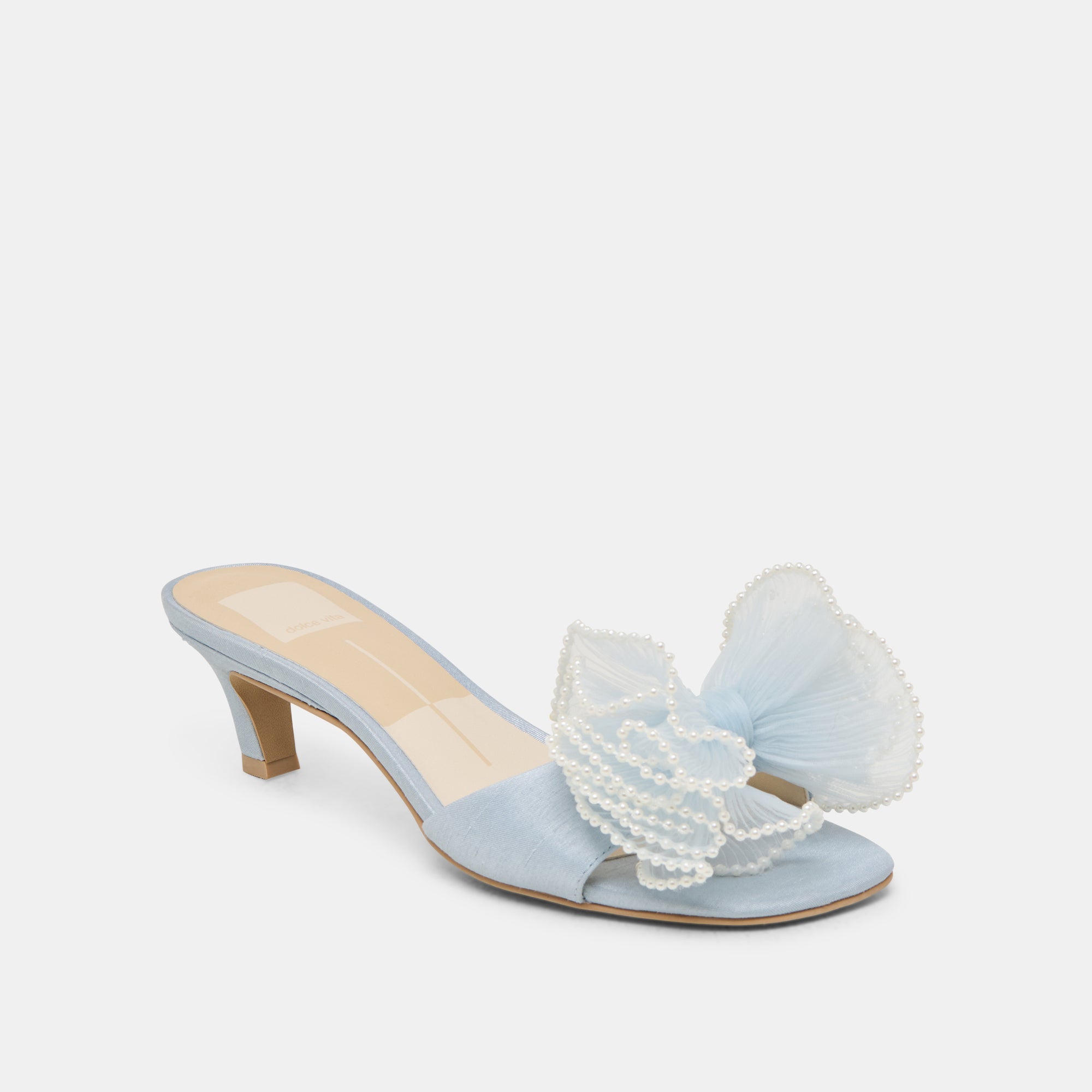 NARITA PEARL HEELS LIGHT BLUE SATIN | Dolce Vita Women