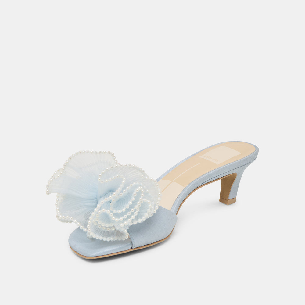 NARITA PEARL HEELS LIGHT BLUE SATIN | Dolce Vita Women