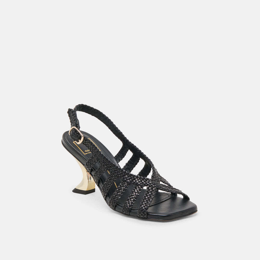 SICILY HEELS BLACK WOVEN LEATHER | Women Dolce Vita