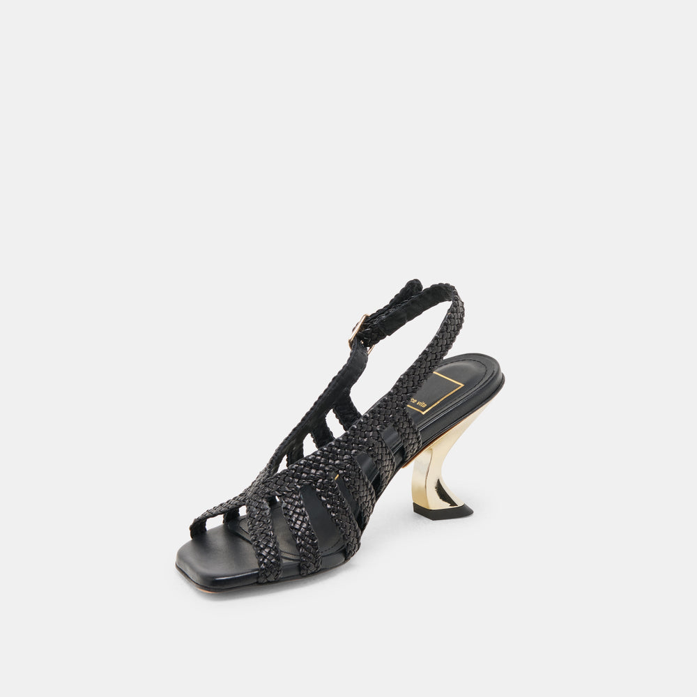 SICILY HEELS BLACK WOVEN LEATHER | Women Dolce Vita