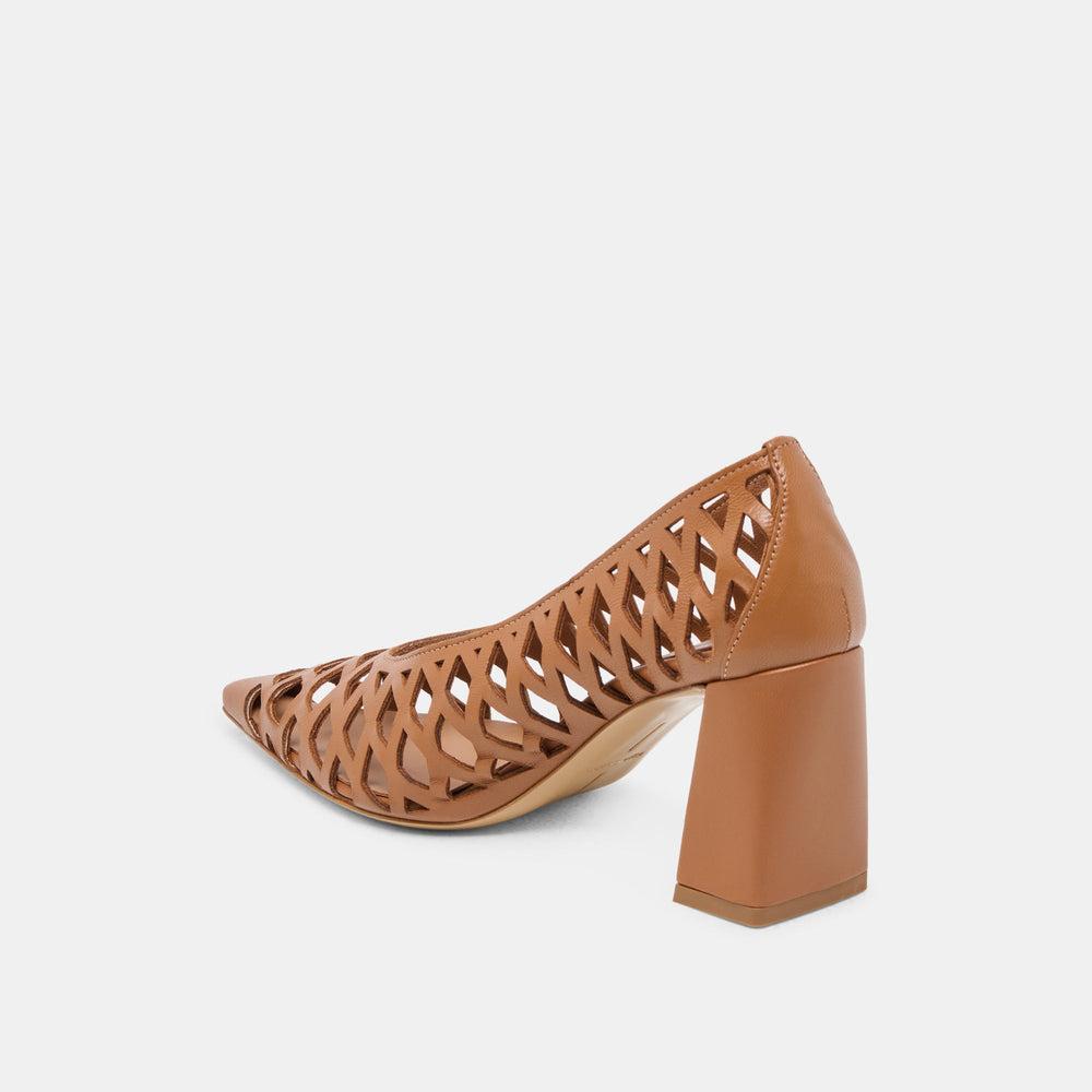 Tanya Cognac Woven Leather Heels | Dolce Vita Women