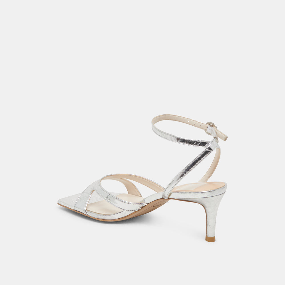 BECKI HEELS SILVER DISTRESSED LEATHER | Women Dolce Vita