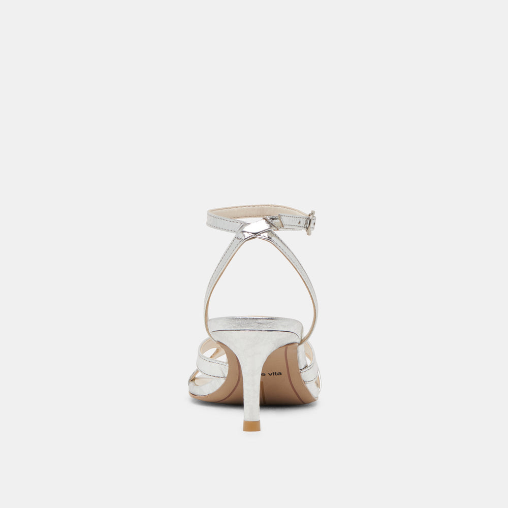 BECKI HEELS SILVER DISTRESSED LEATHER | Women Dolce Vita