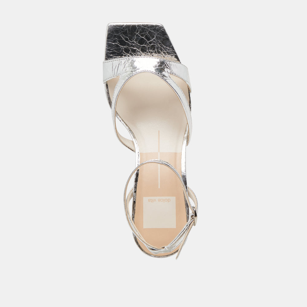 BECKI HEELS SILVER DISTRESSED LEATHER | Women Dolce Vita