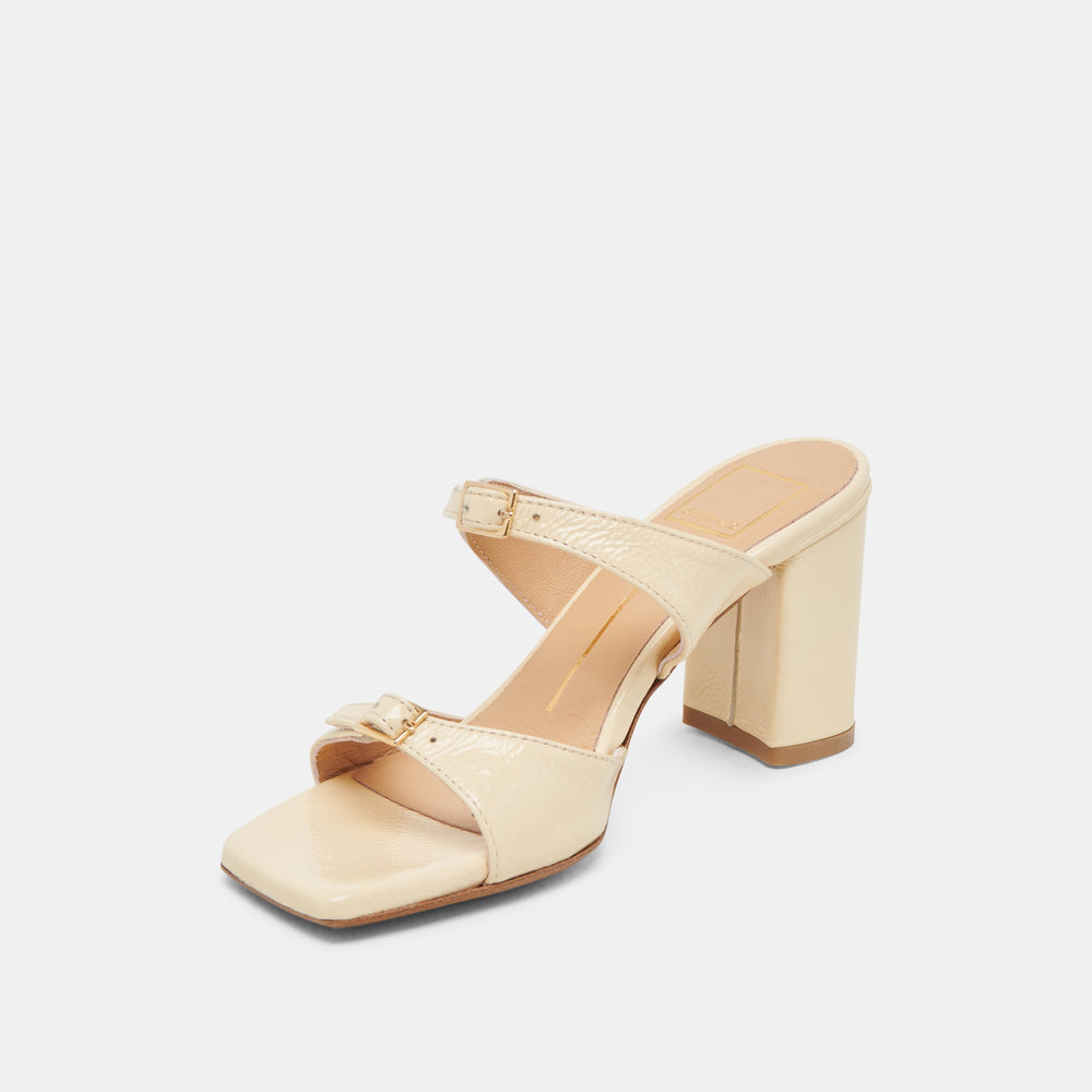 SHANE HEELS LIGHT YELLOW CRINKLE PATENT | Women Dolce Vita