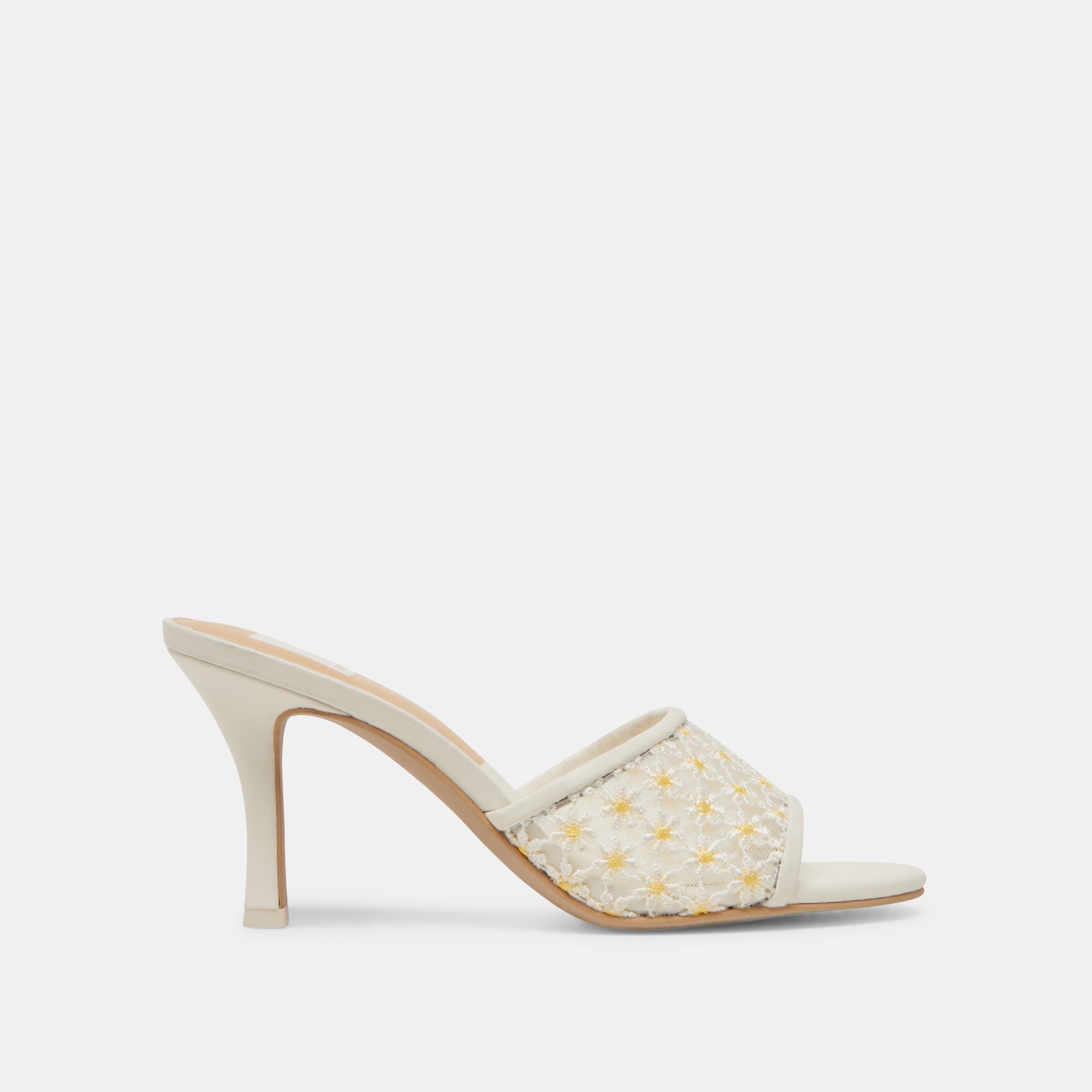LAVENA FLORAL HEELS WHITE YELLOW FLORAL MESH | Women Dolce Vita