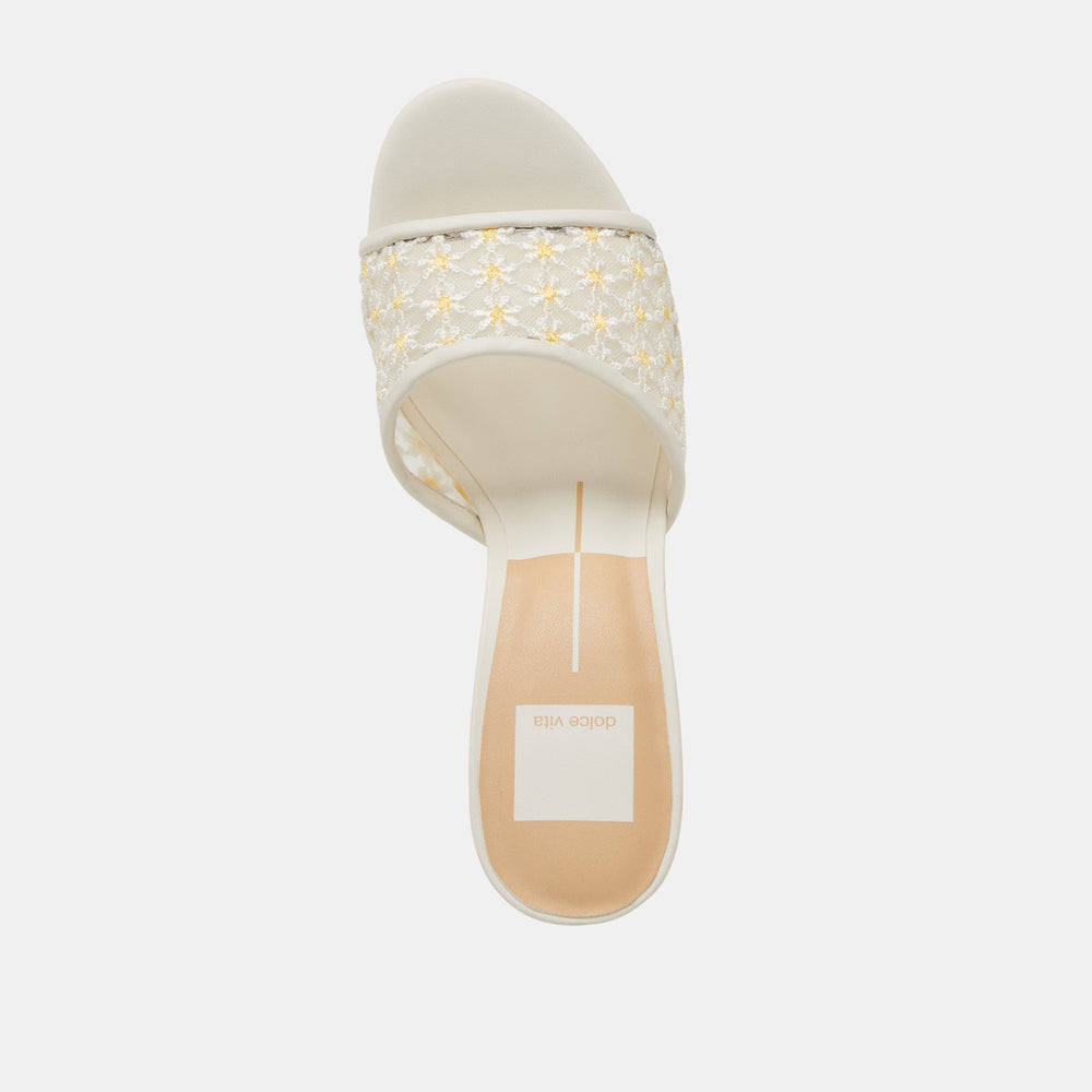 LAVENA FLORAL HEELS WHITE YELLOW FLORAL MESH | Women Dolce Vita