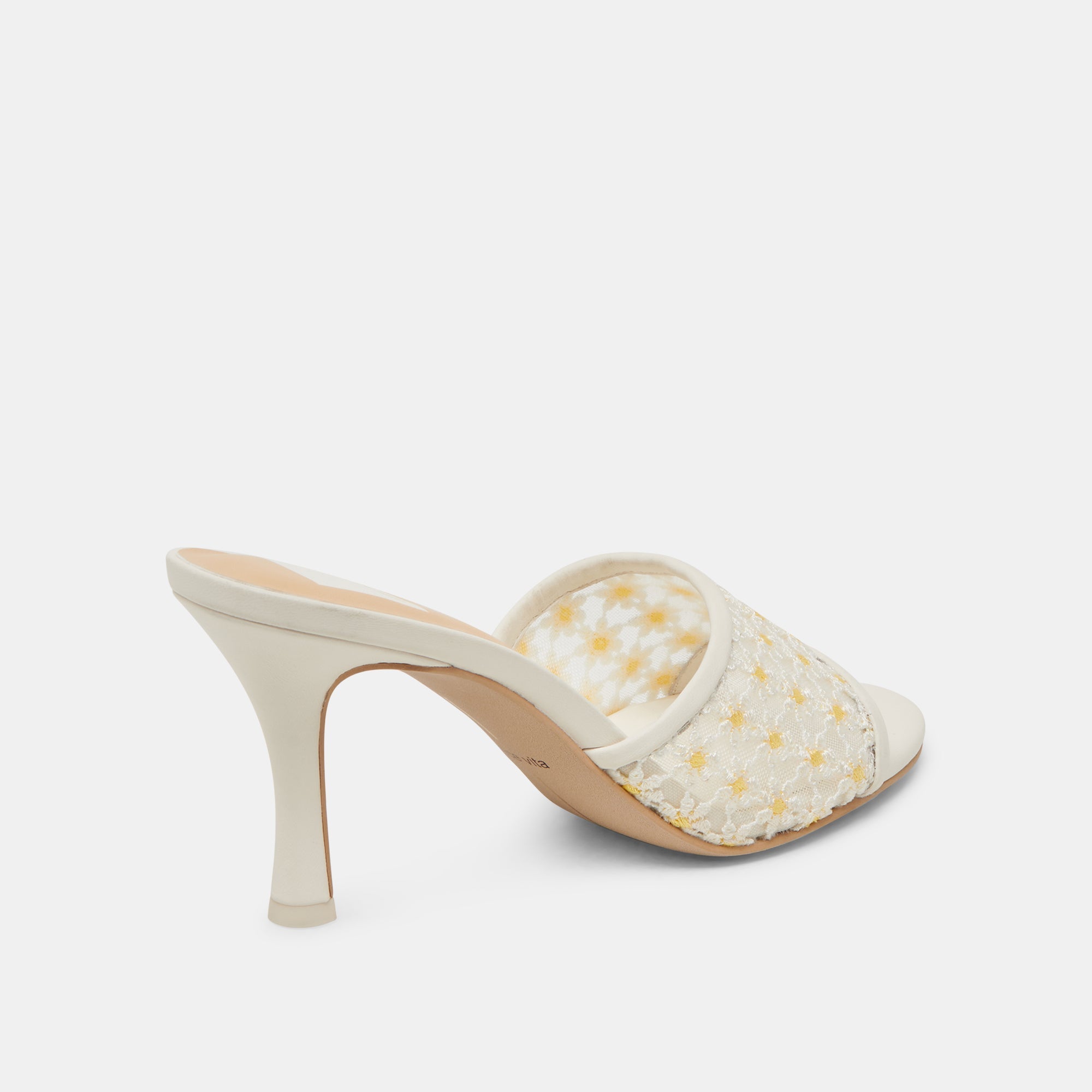 LAVENA FLORAL HEELS WHITE YELLOW FLORAL MESH | Women Dolce Vita