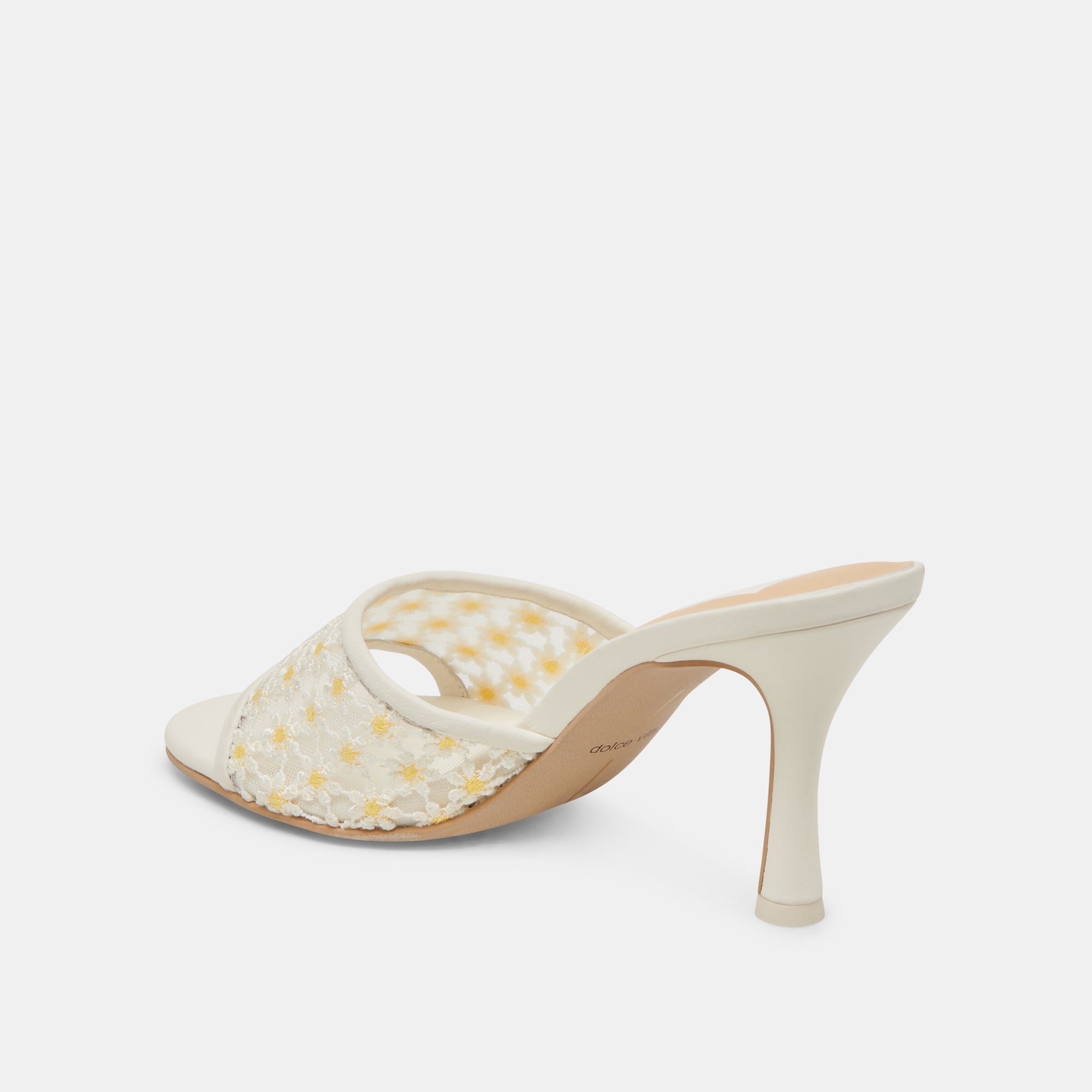 LAVENA FLORAL HEELS WHITE YELLOW FLORAL MESH | Women Dolce Vita