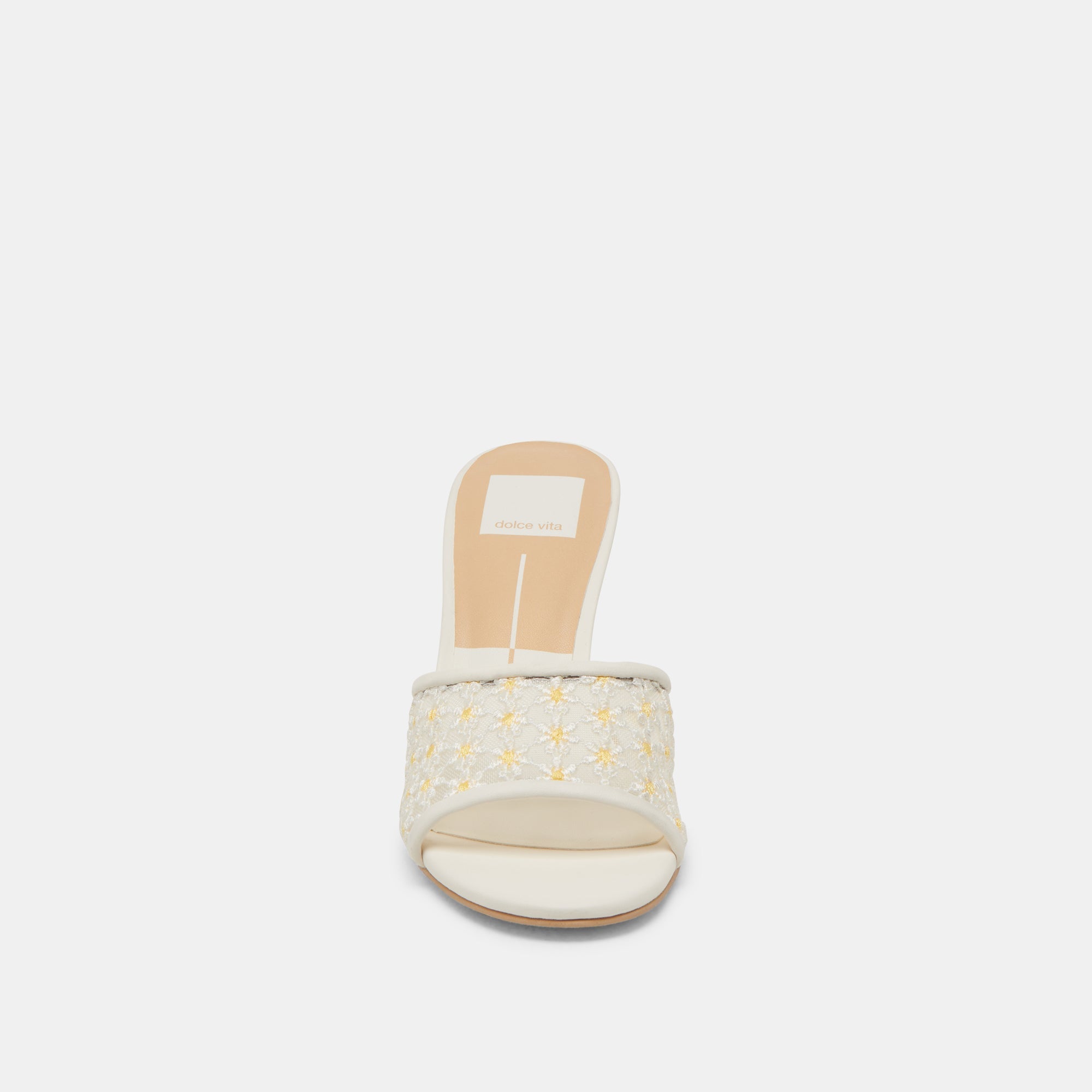 LAVENA FLORAL HEELS WHITE YELLOW FLORAL MESH | Women Dolce Vita