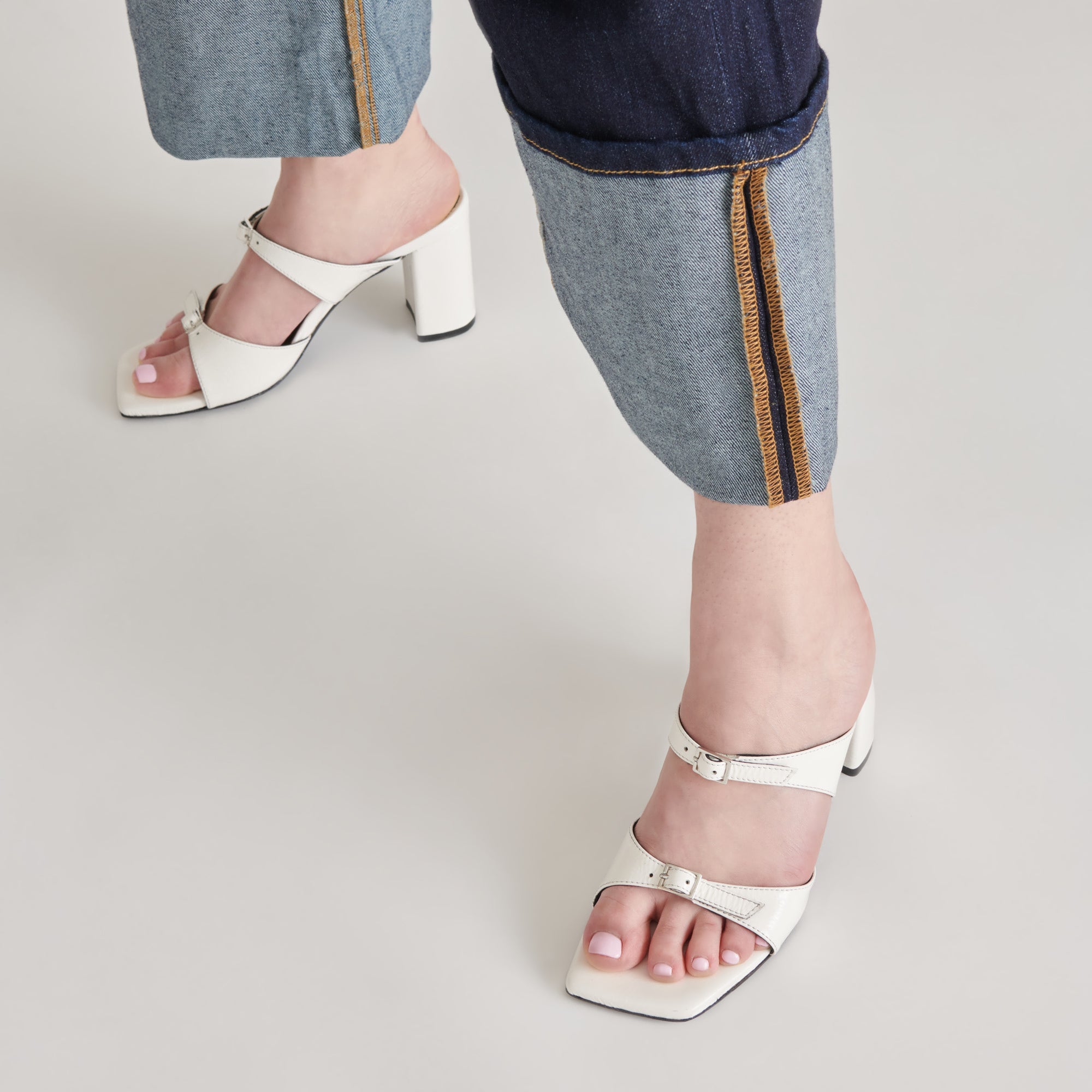 SHANE HEELS OFF WHITE CRINKLE PATENT | Women Dolce Vita