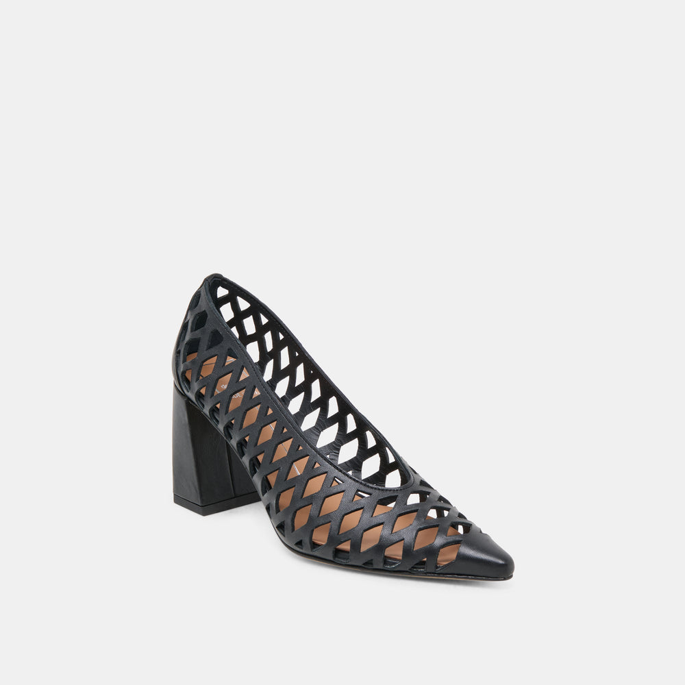 Tanya Black Woven Leather Heels | Dolce Vita Women