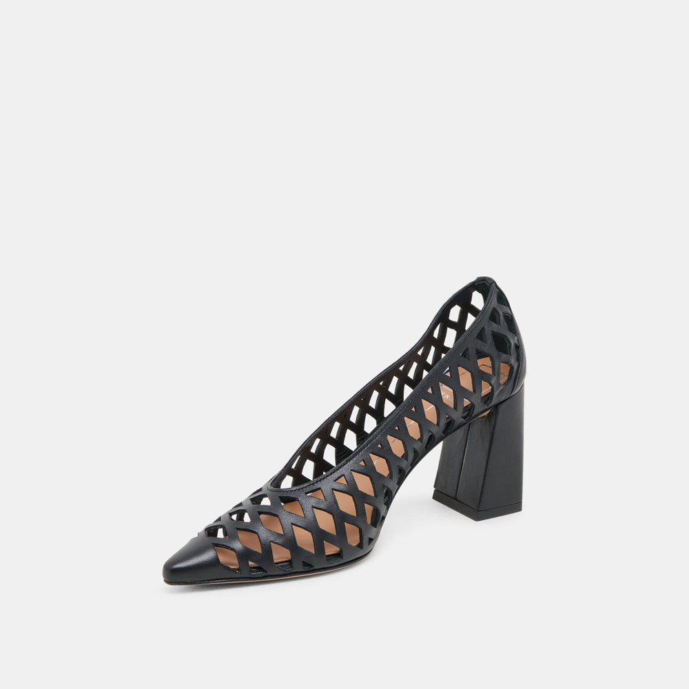 Tanya Black Woven Leather Heels | Dolce Vita Women