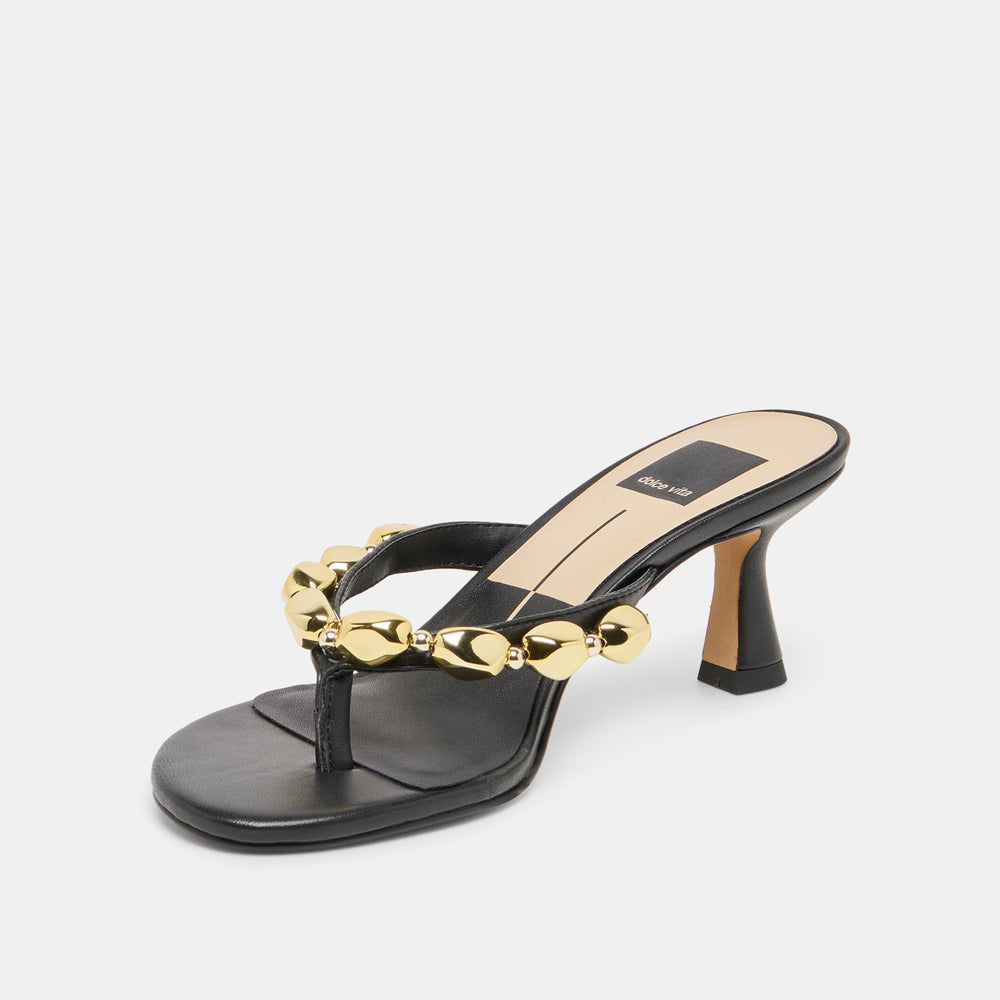 Daksie Black Leather Heels | Women Dolce Vita