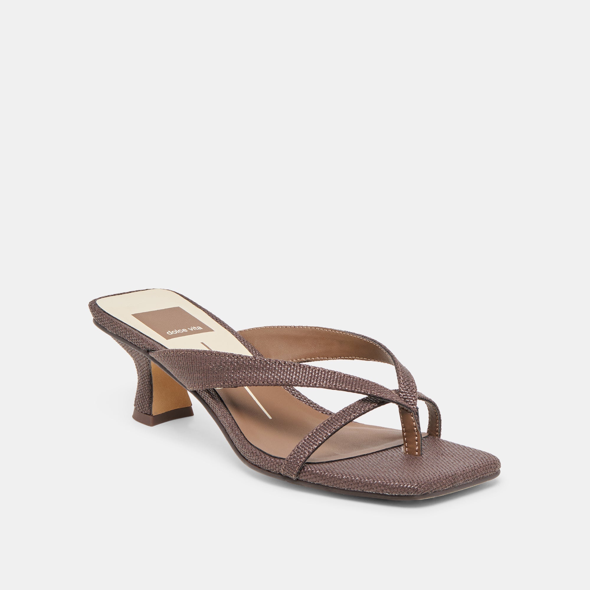 Brevel Chocolate Raffia Heels | Women Dolce Vita