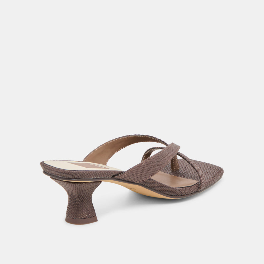 Brevel Chocolate Raffia Heels | Women Dolce Vita
