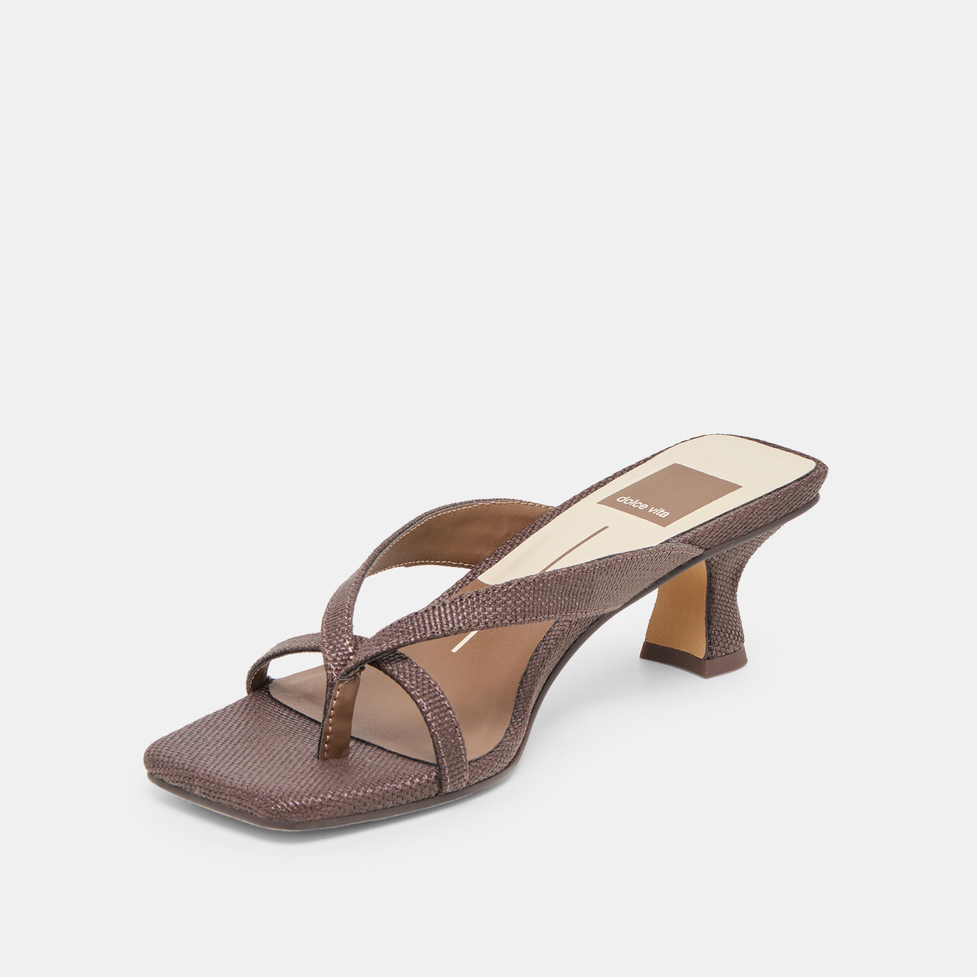 Brevel Chocolate Raffia Heels | Women Dolce Vita