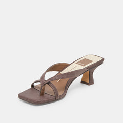 Brevel Chocolate Raffia Heels | Women Dolce Vita