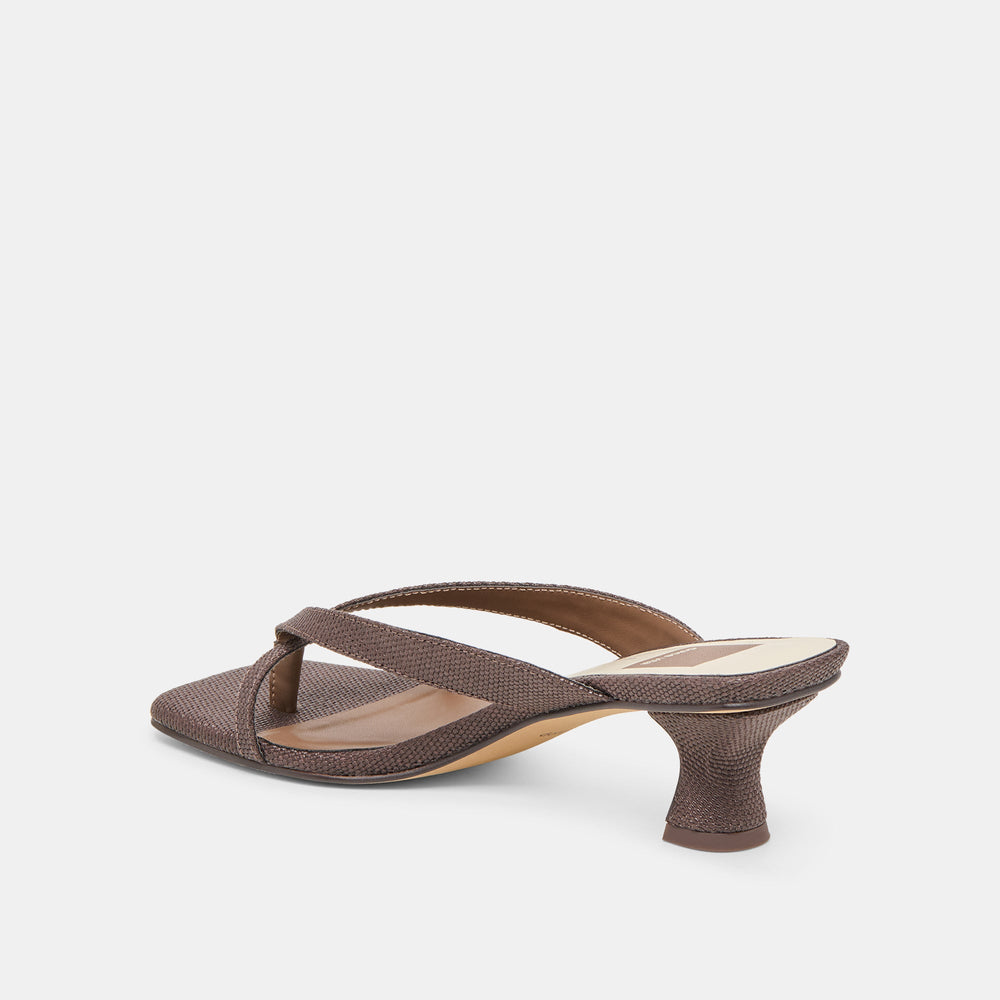Brevel Chocolate Raffia Heels | Women Dolce Vita