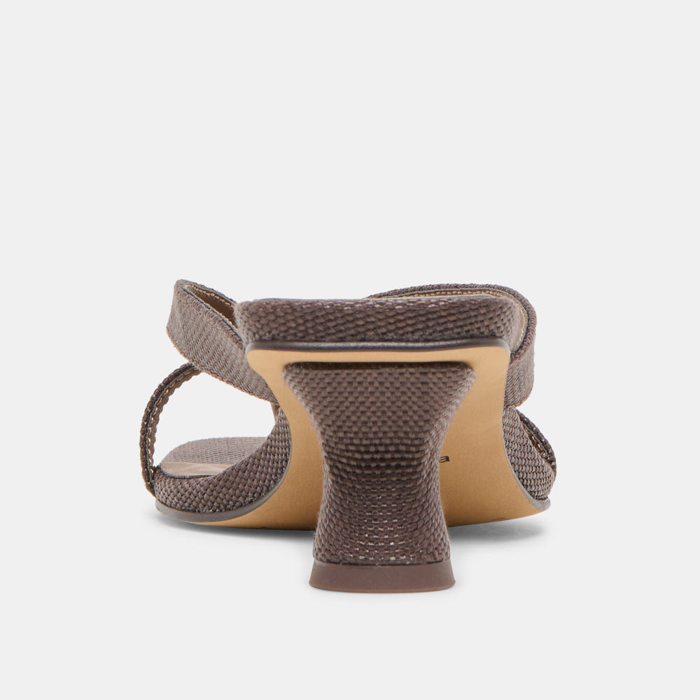 Brevel Chocolate Raffia Heels | Women Dolce Vita