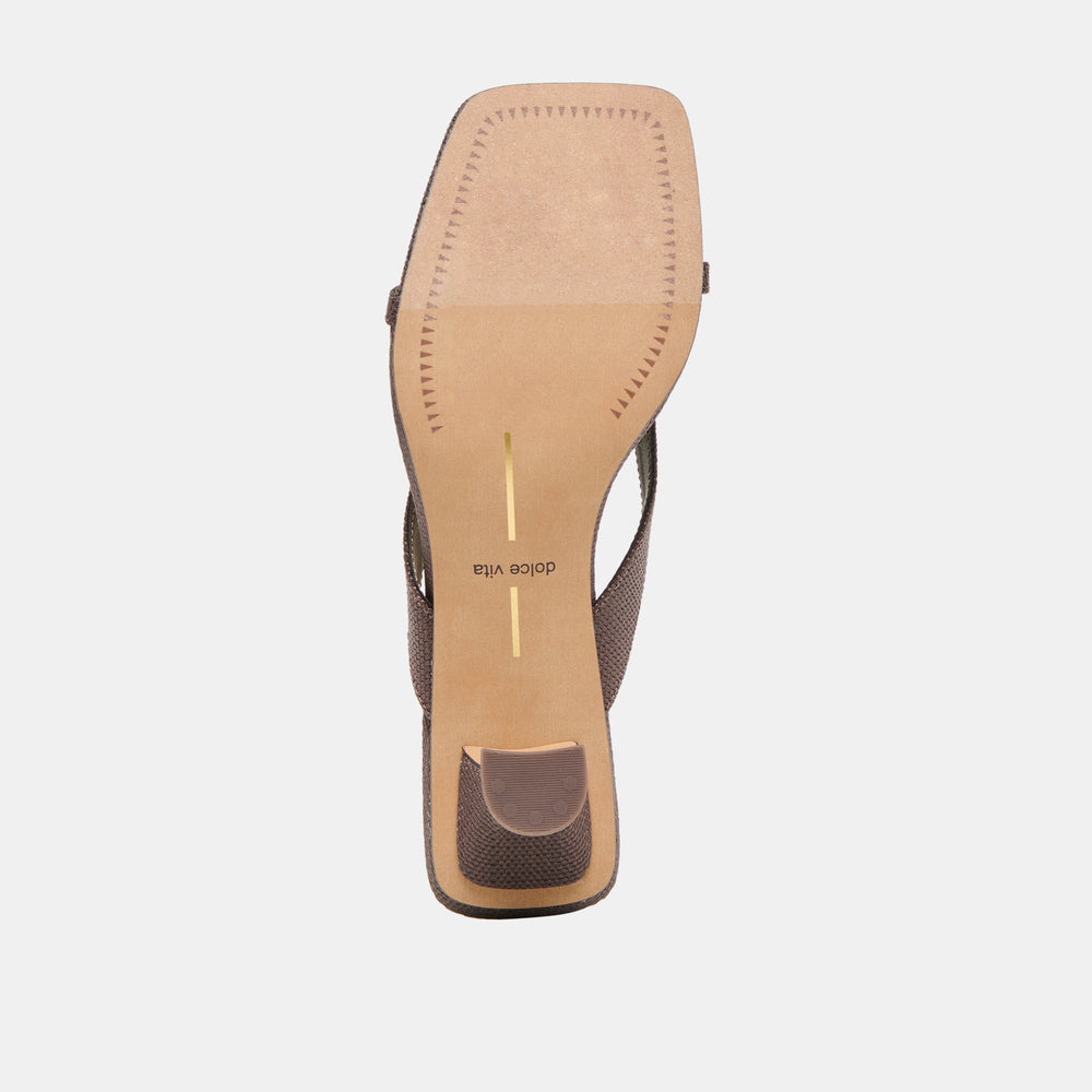 Brevel Chocolate Raffia Heels | Women Dolce Vita