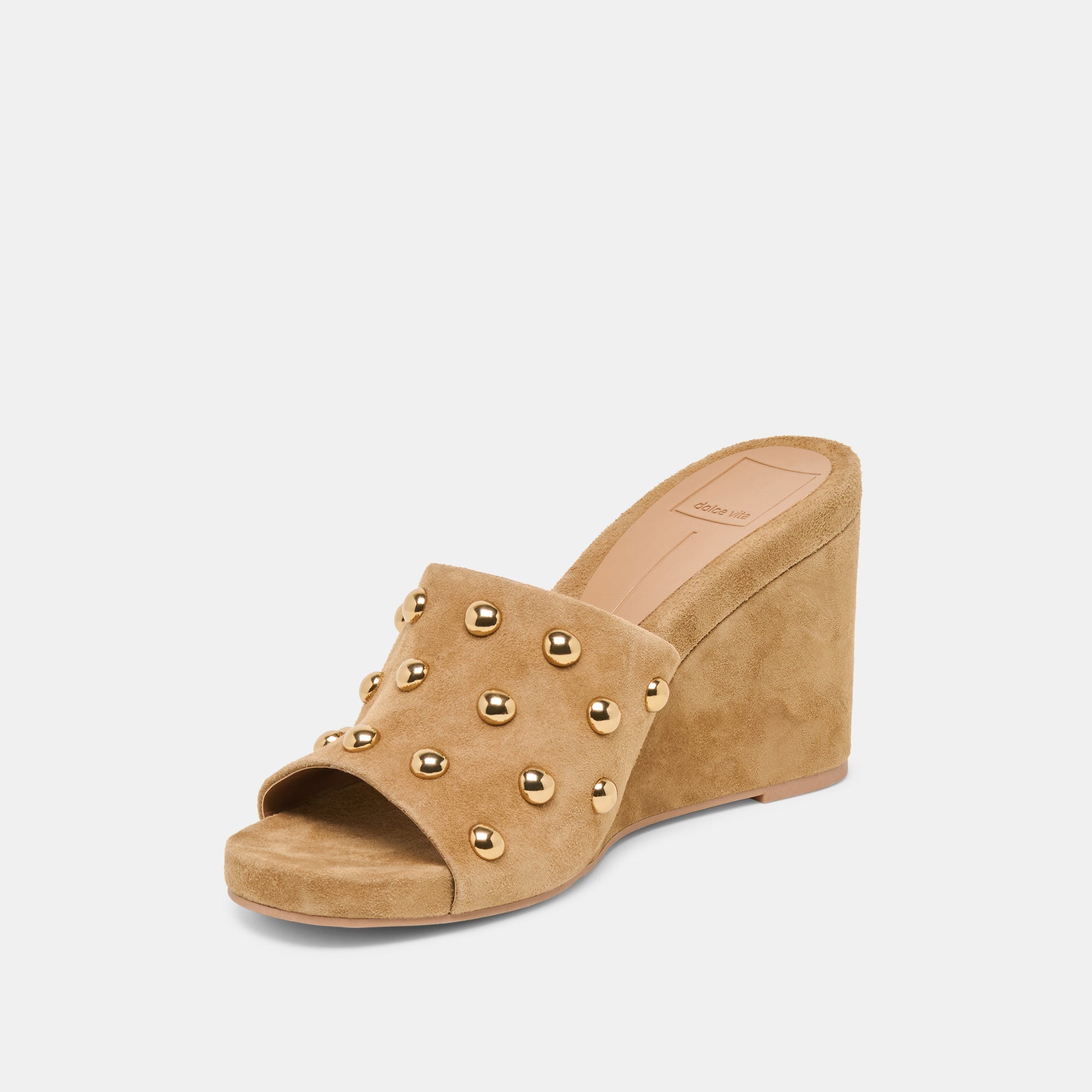 Holta Stud Lt Brown Suede Wedges | Women Dolce Vita