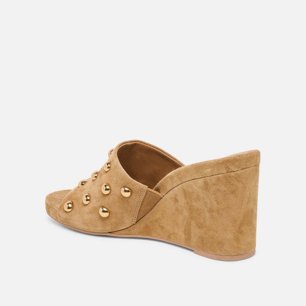 Holta Stud Lt Brown Suede Wedges | Women Dolce Vita