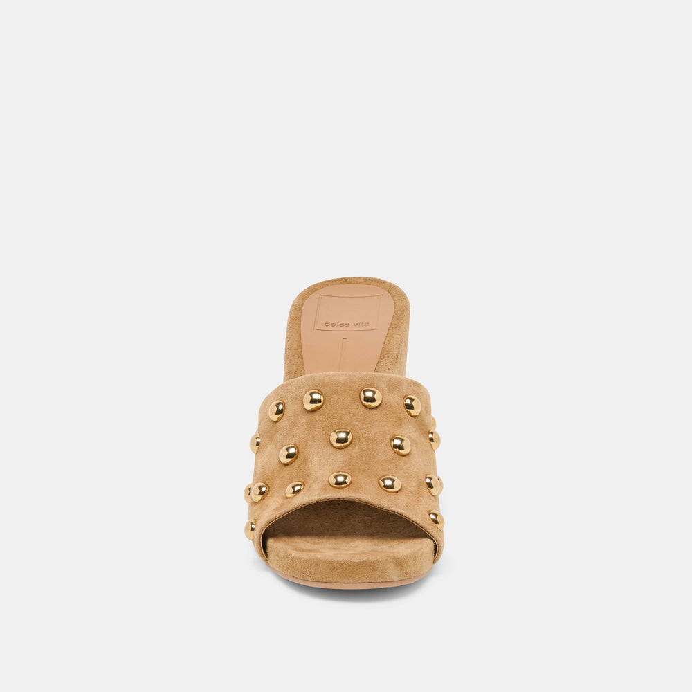 Holta Stud Lt Brown Suede Wedges | Women Dolce Vita