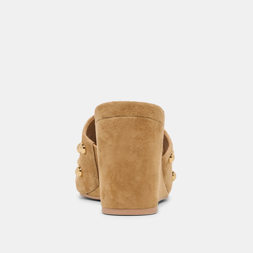 Holta Stud Lt Brown Suede Wedges | Women Dolce Vita