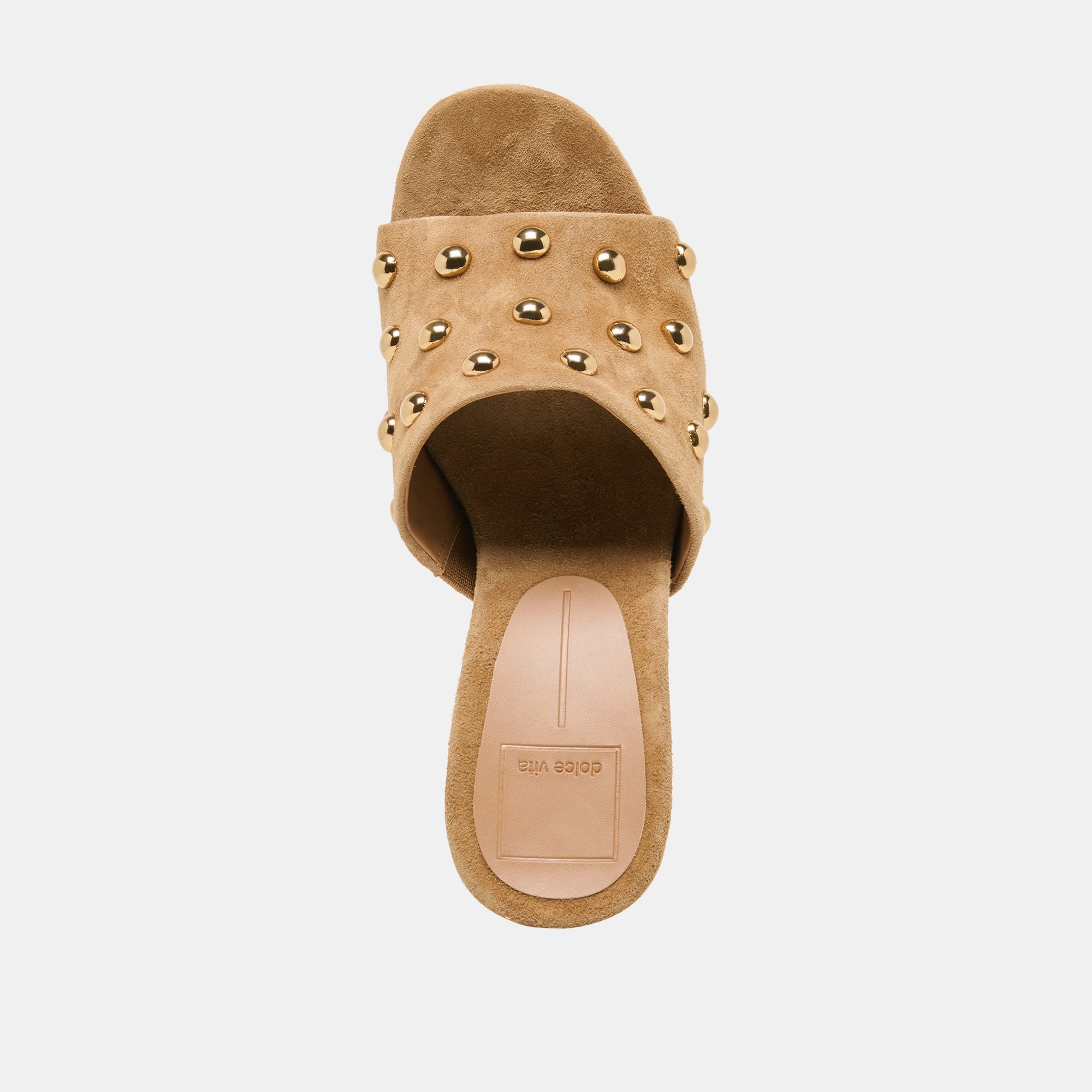 Holta Stud Lt Brown Suede Wedges | Women Dolce Vita