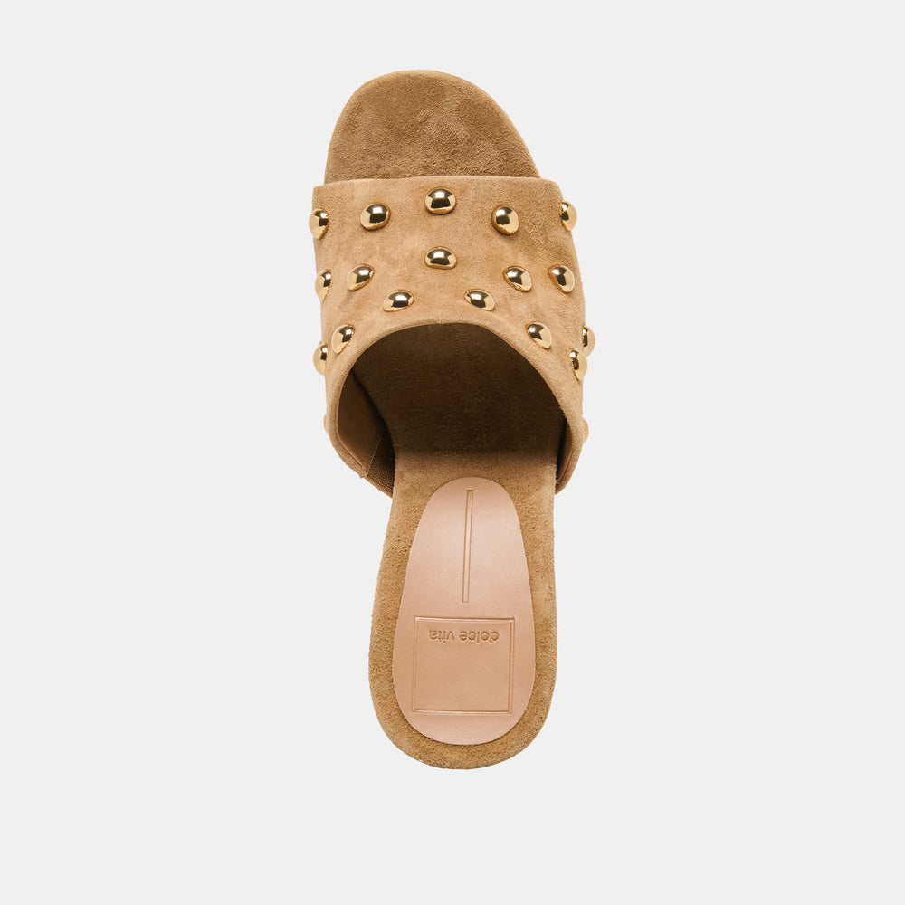 Holta Stud Lt Brown Suede Wedges | Women Dolce Vita