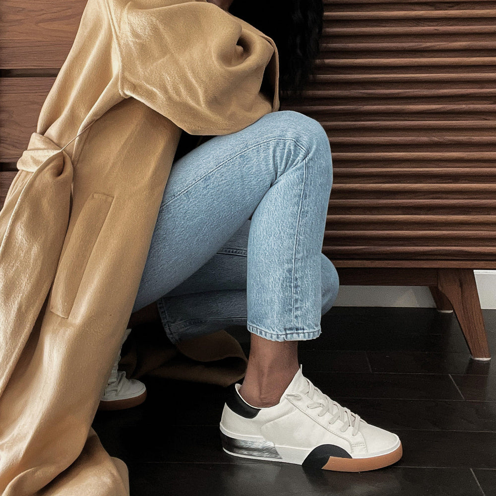 ZINA SNEAKERS WHITE BLACK LEATHER | Women Dolce Vita