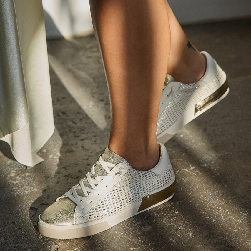 ZINA SNEAKERS BONE GOLD WOVEN | Dolce Vita Women