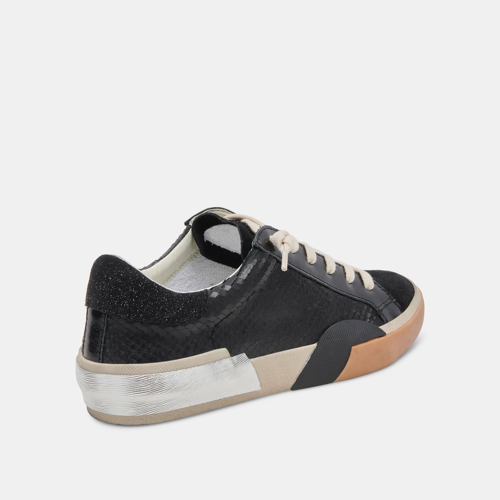 Zina Sneakers Onyx Embossed Leather | Women Dolce Vita