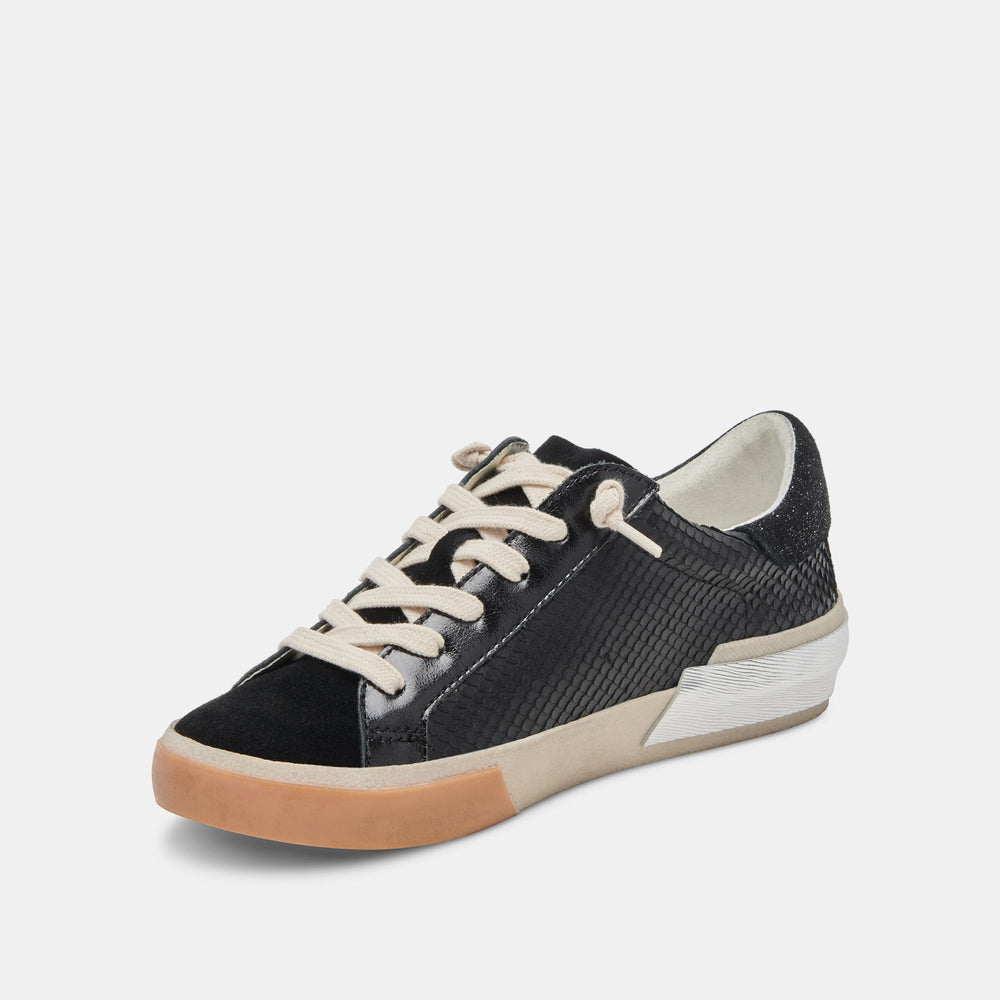 Zina Sneakers Onyx Embossed Leather | Women Dolce Vita