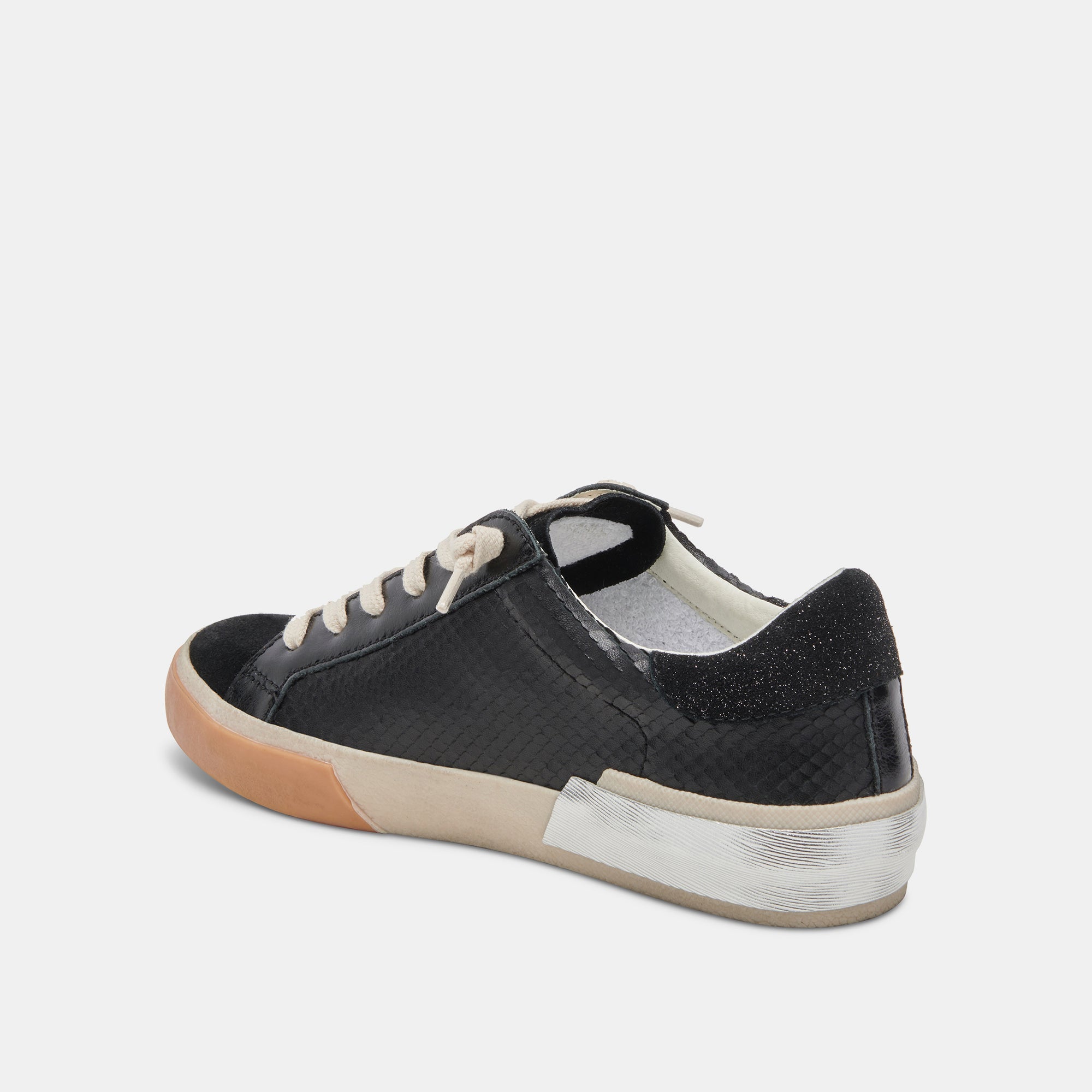 Zina Sneakers Onyx Embossed Leather | Women Dolce Vita