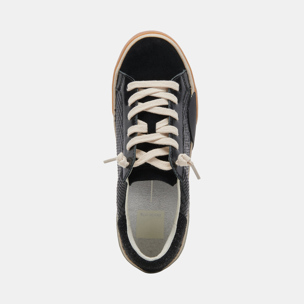 Zina Sneakers Onyx Embossed Leather | Women Dolce Vita
