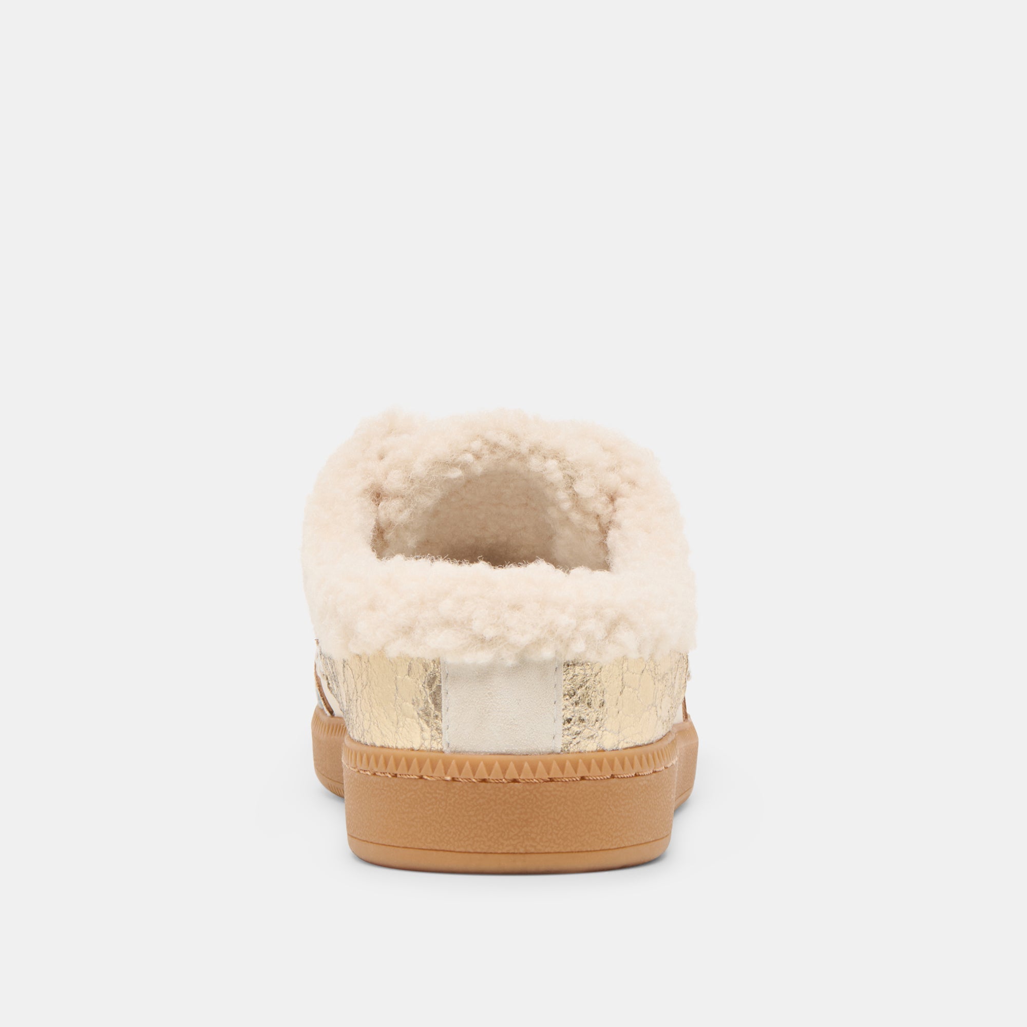 Notice Slide Plush Silver Gold Crackled Leather Sneakers | Women Dolce Vita
