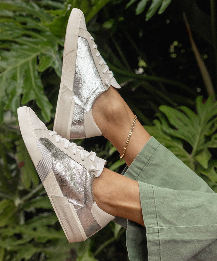 Zina Sneakers Chrome Distressed Leather | Dolce Vita Women