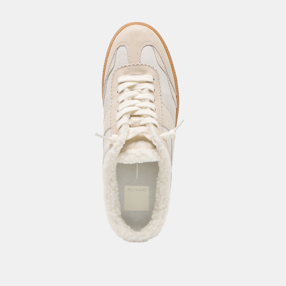 Notice Slide Plush Off White Crackled Leather Sneakers | Dolce Vita Women