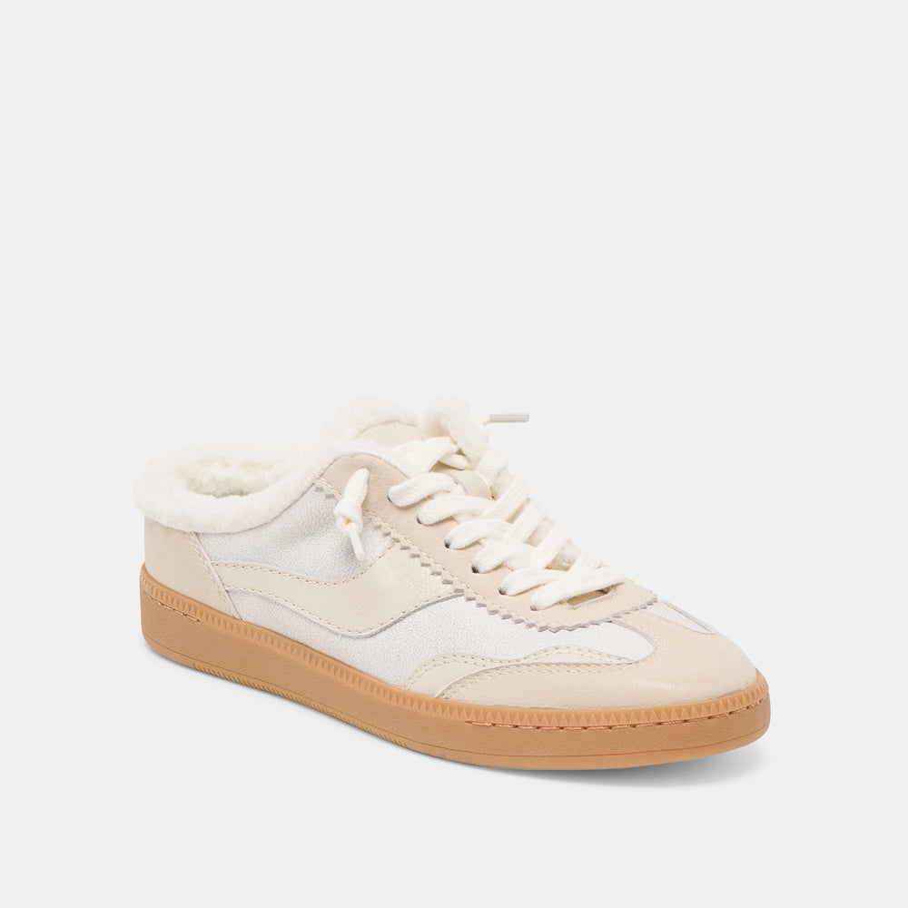 Notice Slide Plush Off White Crackled Leather Sneakers | Dolce Vita Women