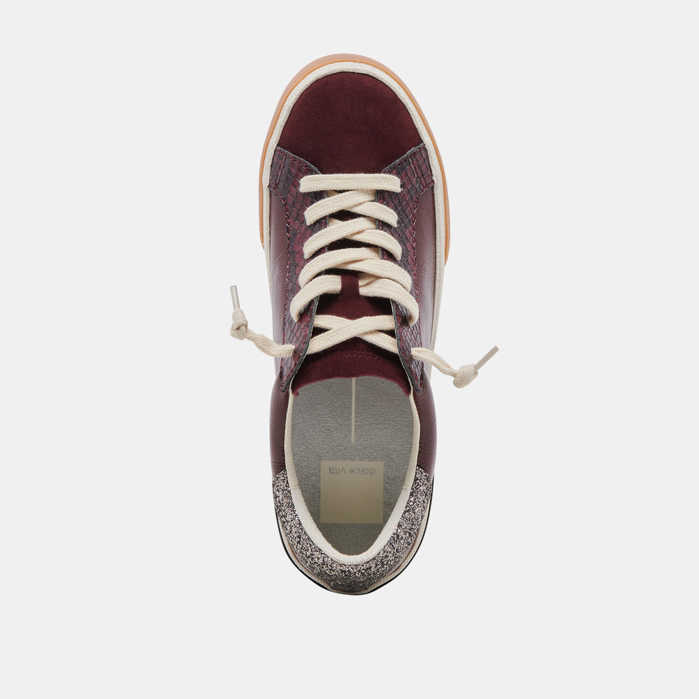 ZINA SNEAKERS BURGUNDY CRINKLE PATENT | Women Dolce Vita